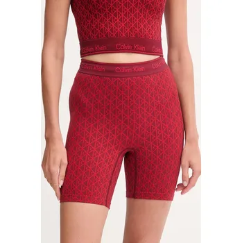 Dámské kraťasy Šortky Calvin Klein Underwear dámské, vínová barva, high waist, LV00QF8488 83X, vel. L