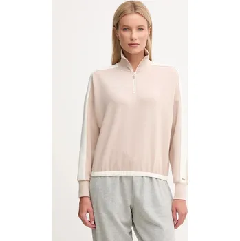 Dámská mikina Mikina BOSS Twin_Sweatshirt dámská, béžová barva, hladká, 50550718 08X, vel. L