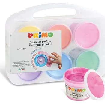 Speciální výtvarná barva Prstové barvy PRIMO, sada 6 x 100g, PERLEŤ