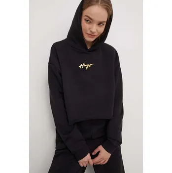 Dámská mikina Mikina HUGO dámská, černá barva, s kapucí, s aplikací, 50508292 99X, vel. XL