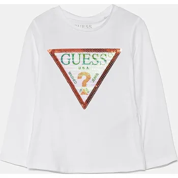 Dětské tričko s dlouhým rukávem Guess bílá barva, K4RI30 K6YW1 K4RI30.K6YW1.9BYH 00X, vel. 105-112
