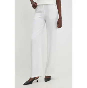 Dámské kalhoty Kalhoty Answear.LAB dámské, béžová barva, jednoduché, high waist W24S.LF.031144.TJS 01X, vel. M