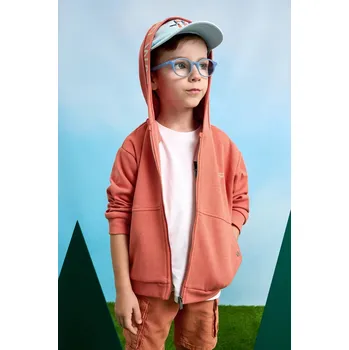 Chlapecká mikina Dětská mikina Mayoral oranžová barva, s kapucí, s potiskem, 3423 3423.5B.Mini.PPYA 23X, vel. 104