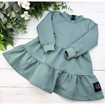 Dívčí šaty Kulišárny Dívčí teplákové BOHO šaty SAGE VELIKOST: 56, DÉLKA RUKÁVU: KRÁTKÝ RUKÁV