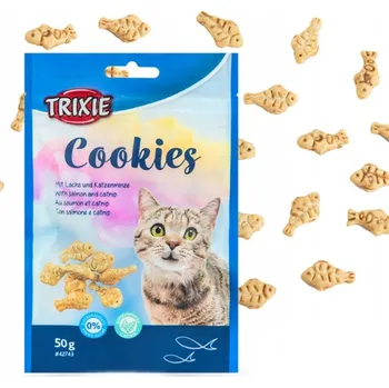 Pamlsek pro kočku 6x50g Trixie Cookies s lososem & catnipem