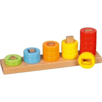 Dřevěná hračka GOKI - motorická hra s barevnými dřevěnými kroužky