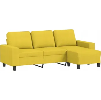 Pohovka Třímístná pohovka s podnožkou, světle žlutá, 214x77x80 cm