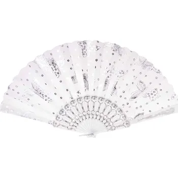 Karnevalový doplněk Vějíř bílý, stříbrní motýlci 9002074-2