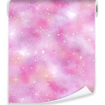 Fototapeta DĚTSKÁ TAPETA RŮŽOVÉ HVĚZDY NA VLIESU NA ZEĎ DO DĚTSKÉHO POKOJE