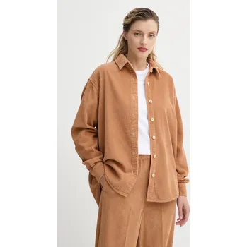 Dámská košile Manšestrová košile American Vintage dámská, hnědá barva, relaxed, s klasickým límcem, PADO06AE25 82B, vel. XS/S