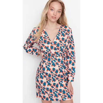 Dámské šaty Modro-béžové vzorované šaty Trendyol - Dámské Trendyol modrá | tmavě červená | růžová 1978029