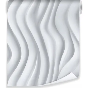 Fototapeta TAPETA ABSTRAKCE 3D VLNY BÍLÁ ŠEDÁ VLIESOVÁ FOTOTAPETA NA ZEĎ DO OBÝVÁKU LOŽNICE