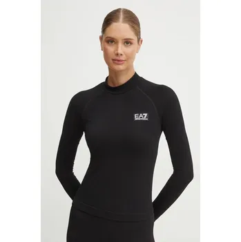 Tréninkové tričko s dlouhým rukávem EA7 Emporio Armani černá barva, s pologolfem, TJOBZ.6DTT01 TJOBZ.6DTT01.1200 99X, vel. L