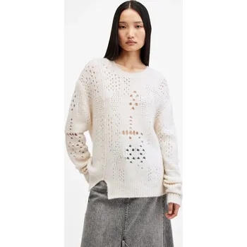 Dámský svetr Vlněný svetr AllSaints WINNIE dámský, bílá barva, hřejivý, W111KB 00X, vel. S