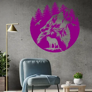 Samolepící dekorace Živá Zeď Samolepka na zeď Vlci Barva: fialová, Velikost: 60 x 60 cm