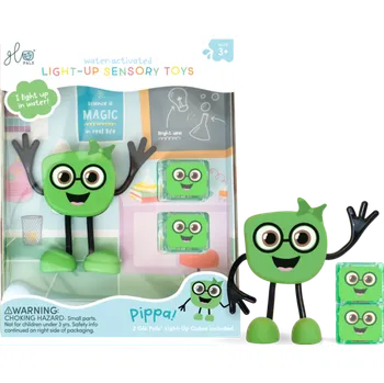 Hračka pro nejmenší Glo Pals - figurka Pippa - zelená + 2 svítící senzorické kostky