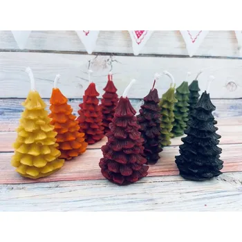 Svíčka Svíčka ze včelího vosku strom zdobený malý Bez balení zelené