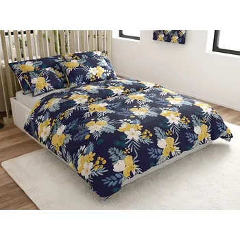 Povlečení Povlečení z mikrovlákna FLOWERISH tmavě modré Rozměr povlečení: 2 ks 70 x 90 cm | 200 x 220 cm