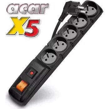 Prodlužovací kabel Rozvodný panel ACAR X5/5m 5x230V černý+přep.ochr.