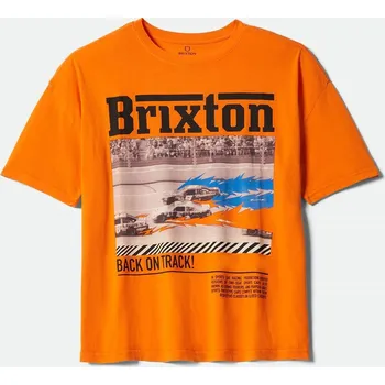 Dámské tričko BRIXTON triko - Back On Track Oversized Bf Tee Permission Orange (PEROR) velikost: XS