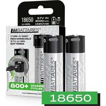 LIIBATTARIES Nabíjecí baterie tužková 18650 - 2000 mAh USB-C