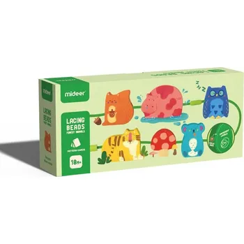 Dřevěná hračka Mideer: Dětské navlékání - Les a zvířátka