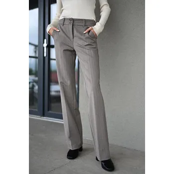 Dámské kalhoty ŠEDÉ STREČOVÉ KALHOTY S PRUHY Red Button