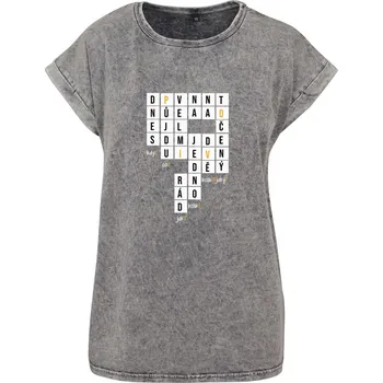 Dámské tričko Dámské tričko Acid wash Pivo křížovka Velikost: 4XL, Barva trička: Světle šedá