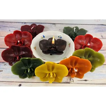 Svíčka Svíčka ze včelího vosku orchidej velká Bez balení khaki