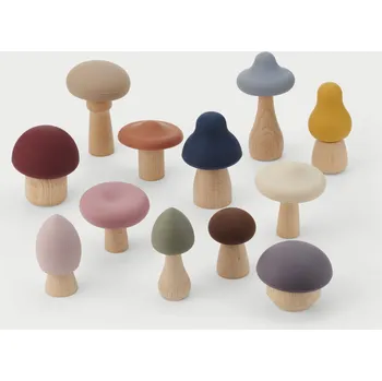 Dřevěná hračka TickiT Silisoft® - Lesní houby (zemité barvy)