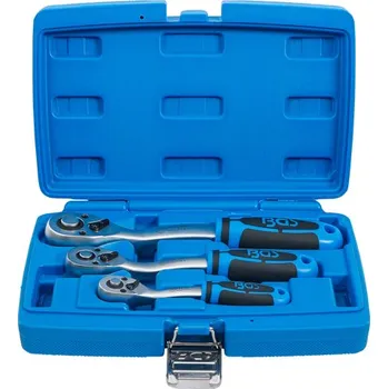 BGS technic Přepínací ráčny 1/4", 3/8" a 1/2", 72 zubů, vyhnuté, sada 3 ks - BGS 621
