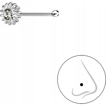 Piercing Stříbrný piercing do nosu s křišťálovým kvítkem a kuličkou (71)