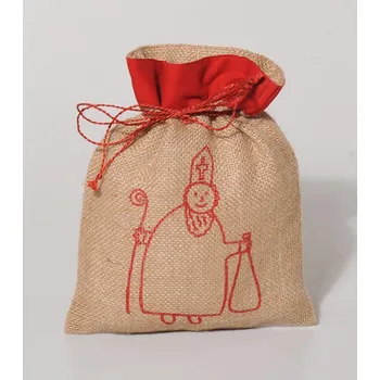 Eza Jutový sáček na dárky s Mikulášem, 20x25 cm
