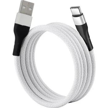 Datový kabel Prémiový magnetický opletený USB-A / USB-C nabíjecí kabel 2m Barva: Bílá