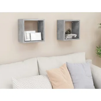 police vidaXL Nástěnné krychlové police 2 ks 26 x 15 x 26 cm [807046] Barva: Betonová šedá