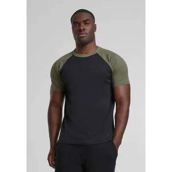 Pánská móda Raglánové kontrastní tričko blk/olivové Urban Classics černá | šedá 1786237