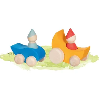 Dřevěná hračka GOKI - Autíčka kapka a měsíc - Kapka