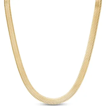 Náhrdelník Victoria Filippi Stainless Steel Pozlacený herringbone řetízek – 5 mm plochý hadí náhrdelník NH1329/45 Zlatá 45 cm