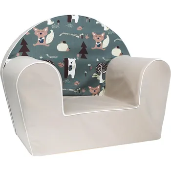 dětské křeslo Dětské křesílko MINI - Lesní zvířátka - béžové/zelené