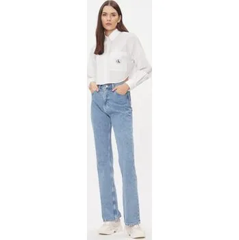 Pánská košile Calvin Klein Jeans Košile J20J222614 Bílá Cropped Fit L