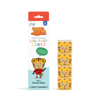 Hračka pro nejmenší Glo Pals - svítící senzorické kostky do vody - Tygr Daniel (oranžová) 4ks