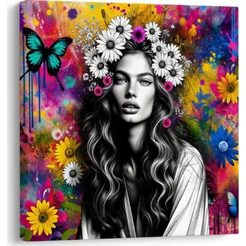 Obraz Dovido Obraz dívka s motýly a květinami