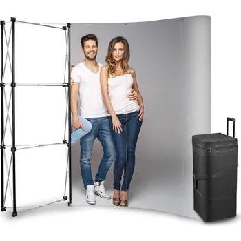 MH Technic s.r.o. Reklamní stěna Pop Up 3x3 - oblá + přepravní box na kolečkách