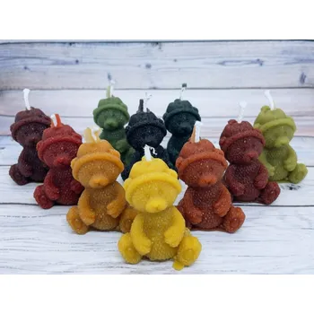 Svíčka Svíčka ze včelího vosku medvěd čepice Bez balení zelené