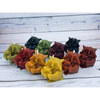 Svíčka Svíčka ze včelího vosku sova knihy žluté Bez balení