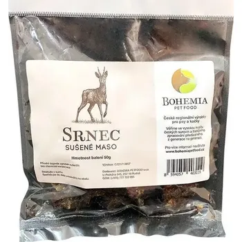 Pamlsek pro psa BOHEMIA Srnec 50 g sušené masové pamlsky pro psy (Sušené srnčí maso pro psy)