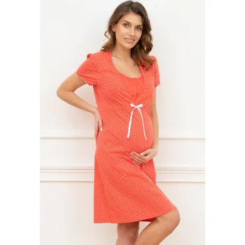 Těhotenské noční prádlo Bavlněná těhotenská noční košile Alena korál S