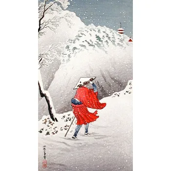 Plakát Plakát, Obraz - Snowy Evening on a Mountain Path, Hiroaki Takahashi