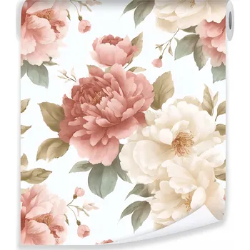 Fototapeta TAPETA KVĚTY RŮŽE PIVOŇKY ROMANTICKÁ FLIZELINIE STĚNA OBÝVACÍ POKOJ LOŽNICE