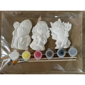 Vánoční dekorace Mikuláš, čert a anděl - vánoční odlitky sada k dotvoření - Balení S barvičkami